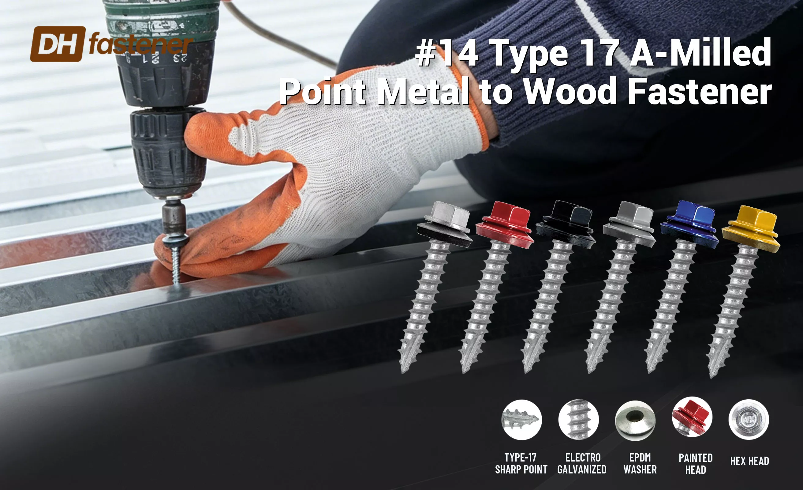 Hex Washer Head Slef-Tapping Screw with Painted Heads